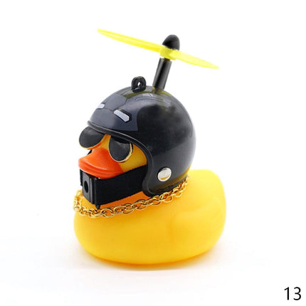 Pato de coche con casco, viento roto, pequeño pato amarillo, casco de bicicleta de carretera, accesorios de ciclismo para coche, decoración sin luces