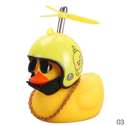 Pato de coche con casco, viento roto, pequeño pato amarillo, casco de bicicleta de carretera, accesorios de ciclismo para coche, decoración sin luces