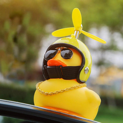 Pato de coche con casco, viento roto, pequeño pato amarillo, casco de bicicleta de carretera, accesorios de ciclismo para coche, decoración sin luces