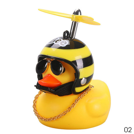 Pato de coche con casco, viento roto, pequeño pato amarillo, casco de bicicleta de carretera, accesorios de ciclismo para coche, decoración sin luces