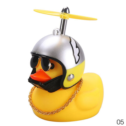 Pato de coche con casco, viento roto, pequeño pato amarillo, casco de bicicleta de carretera, accesorios de ciclismo para coche, decoración sin luces