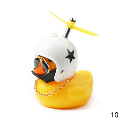 Pato de coche con casco, viento roto, pequeño pato amarillo, casco de bicicleta de carretera, accesorios de ciclismo para coche, decoración sin luces