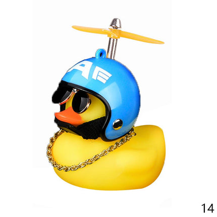 Pato de coche con casco, viento roto, pequeño pato amarillo, casco de bicicleta de carretera, accesorios de ciclismo para coche, decoración sin luces