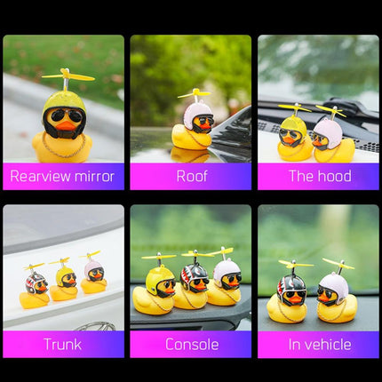Pato de coche con casco, viento roto, pequeño pato amarillo, casco de bicicleta de carretera, accesorios de ciclismo para coche, decoración sin luces